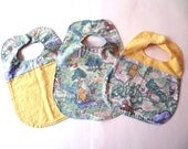 Vintage Style Reversible Winnie the Pooh Cotton and Linen Oversized Bibs Teething Bibs Eeyore Tigger Piglet Ready to Ship