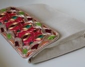 RAW JAZZ - Cotton Canvas Clutch -  FREE Shipping, Handmade Overlap Clutch, Bag, Purse, Boho, Trimmings, Fuchsia, Canvas, Ethnic, Neon