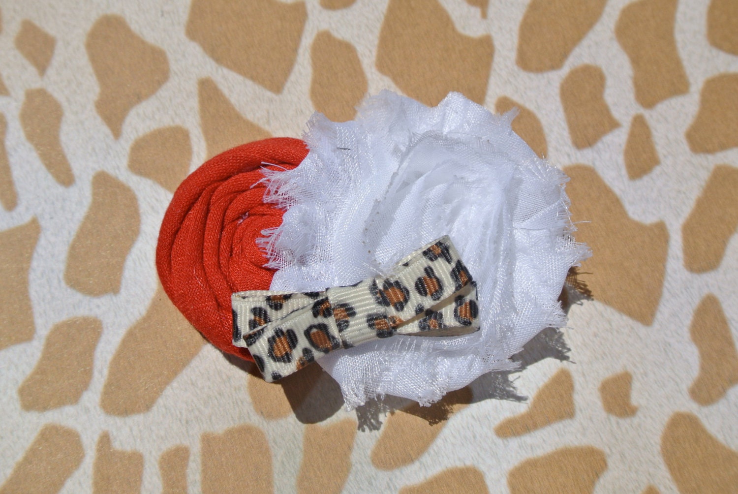 The Christine, Hair clip, Hair accessory, Hair bow, Hair flower, Hair barrette, Shabby chic clip, Animal print bow