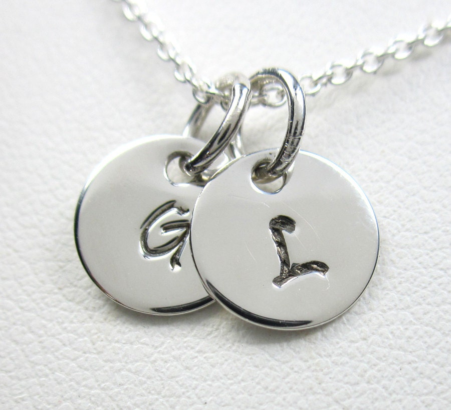 Personalized Petite Initials Necklace - Sterling Silver Handstamped Jewelry - Custom Hand Stamped Jewelry
