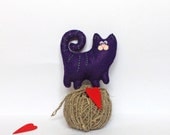 Felt cat home decor - Felt cat pin - - MiracleInspiration