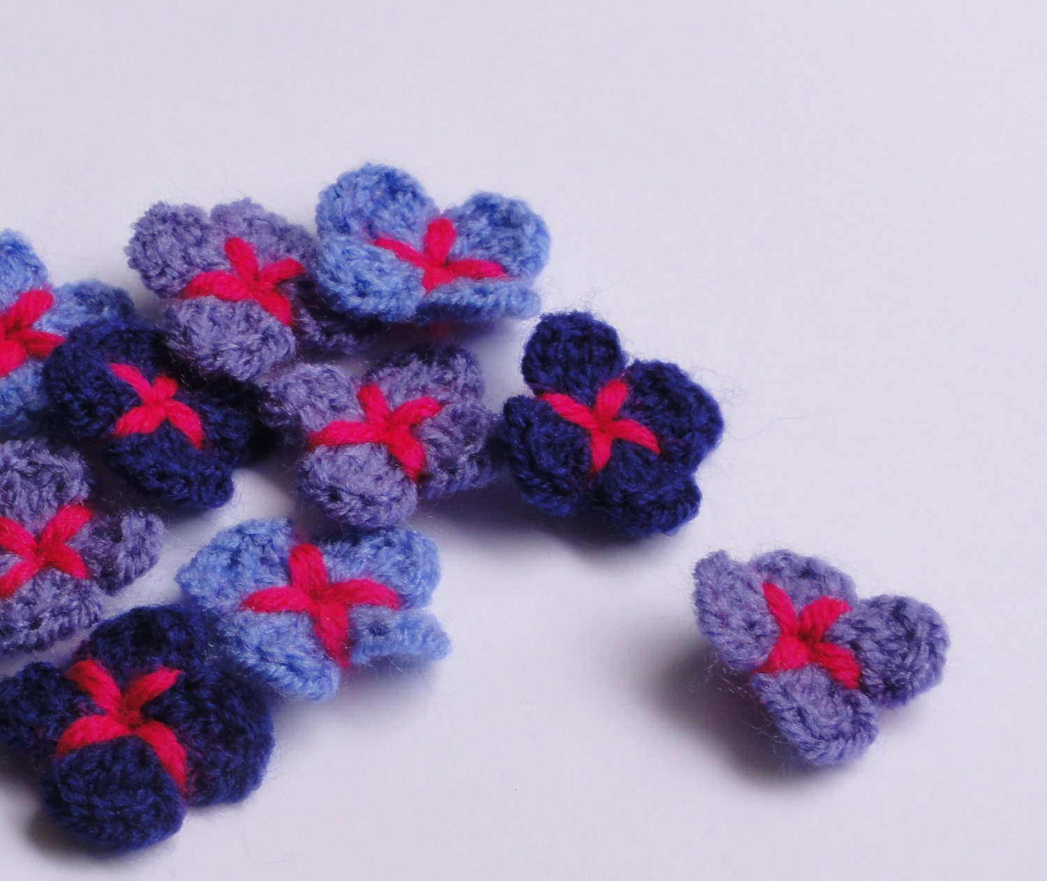 Crochet Flower Appliques - set of 12