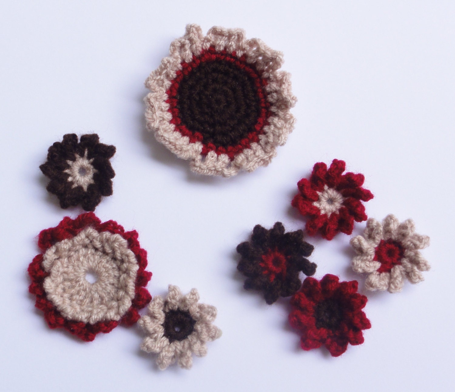 Crochet Flower Appliques - set of 8