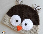 Crochet Owl Beanie / Hat / Cap for Baby / Child / Photo Prop - Acrylic & unique wooden button - Custom Handmade