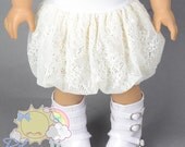 White Elastic Banded Waist Ivory White Lace Mesh Tulle Bubble Skirt Doll Clothes Outfit for 18" American Girl dolls