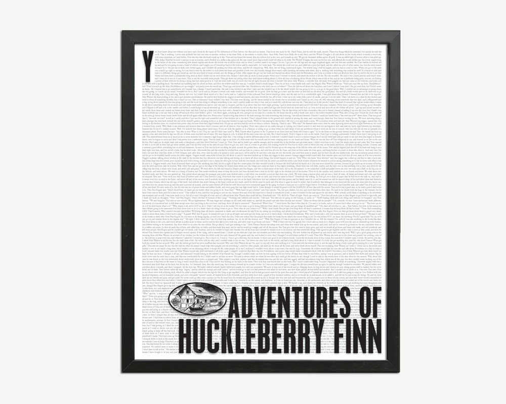 Adventures of Huckleberry Finn by Mark Twain - Art Print - Poster for Book Lovers - 8 x 10 Wall Decor