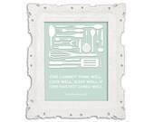 Dining Well - Virginia Woolf Quote - Art Print - Typography Poster - 8 x 10 Wall Decor