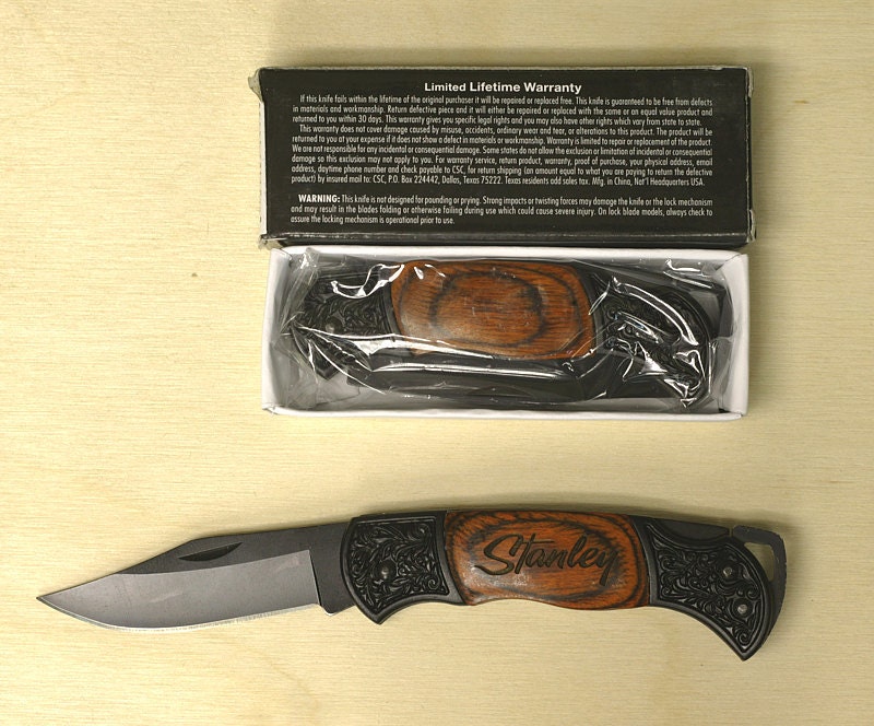 Personalized Laser Engraved DecoGrip Hunting/Pocket Knife Best Man Groomsman Birthday Fathers Day