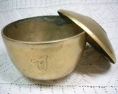 Heavy Vintage Korean Brass Rice Bowl with Lid, early/mid 20th Century