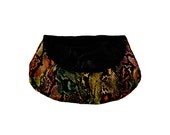 Gorgeous Black Lambskin and Multi-Color Snakeskin Embossed Leather Foldover Clutch with Brass Zipper