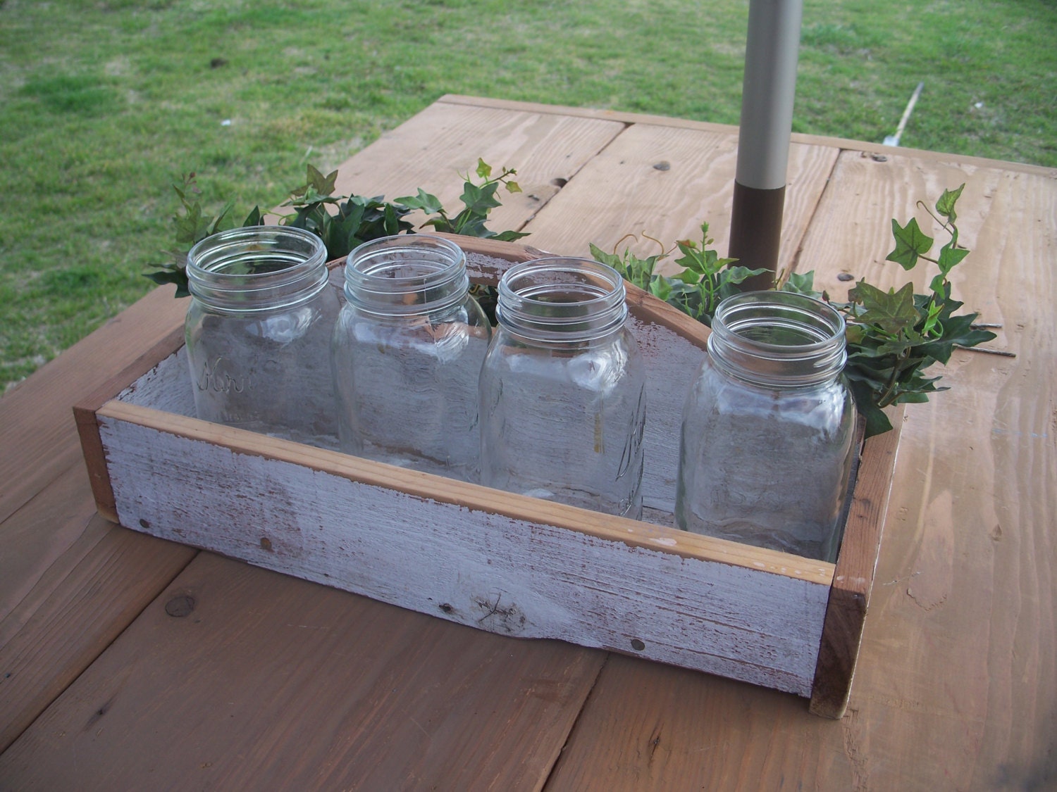 Rustic garden tool box made from reclaimed wood