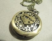 love heart Lock flower rabbit Pocket  Watch necklace in retro style sweater chain necklace pendant fashion