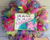 Lost in Paradise Summertime Deco Mesh Wreath , Perfect for Summer, Pool House or Beach House, packed with ribbons