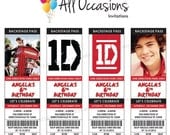 Personalised Custom One Direction Birthday Ticket Invitations/Invites - DIY Printable Digital File