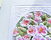Handmade Greeting Cards, Apple Ttree Flowers,  Bouquet, Spring Breeze, Relief Ornaments, Graphic Art - Linoleum Carving