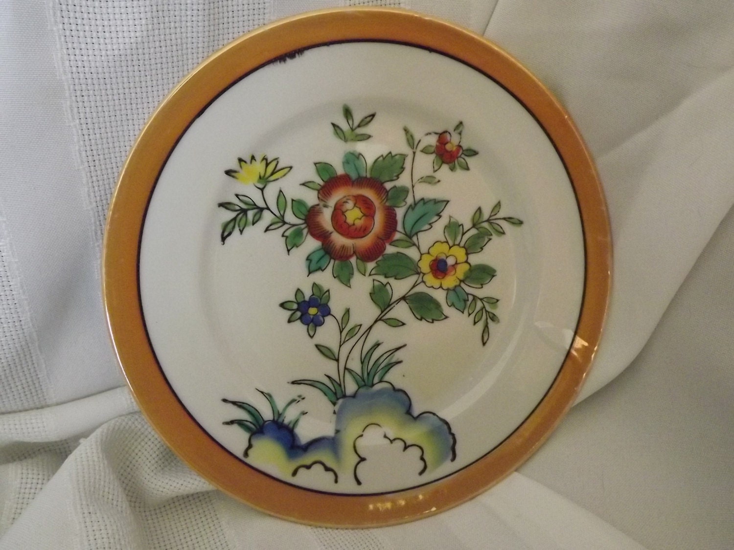 Vintage Set of 6 Takito Company Japanese Lustreware Dessert Plates Porcelain 1920s 1930s