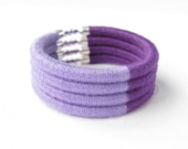 SALE 20% Purple Violet Lilac Thread Bracelet, Dichromatic Wrap Bangle Bracelet, Fiber Wrapped Yarn Bracelet, Textile Cotton Bracelet