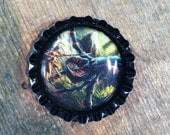 Set of 2 Monstrous Carabid Creature Insect MtG Black Bottle Cap - You Choose - Made into a Magnet or Pendant or Plain (BC222) Upcycled 
