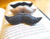 Set of 3 Up-Cycled Felt Mustache Corner Bookmarks