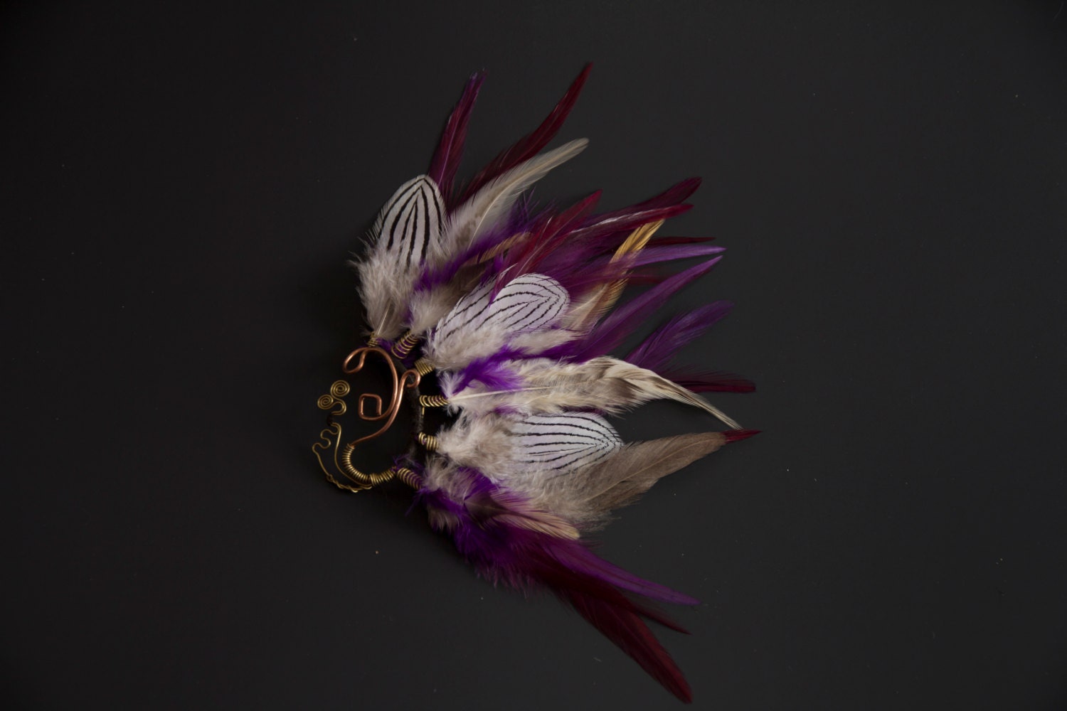 Feather Ear Cuff, New Gypsy, Steampunk, Tribal, Festival Gear.