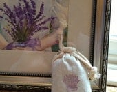 Hand Stamped Lavender Muslin Sachet