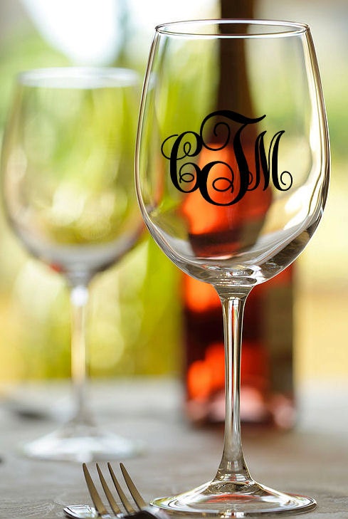 Personalized monogram wine glass