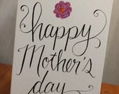 Mother's Day Card. 5x7 Hand Inked. One of A Kind. Spring Flowers and Ferns