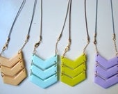 POLYMER CLAY necklace in bright yellow/green, mint, lilac and peach - geometric - by STICKTAILS