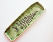 ceramic and pottery fern leaf tray, hand built, hand painted serving dish