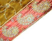 Vintage Dupatta Chiffon Long Scarf Saree Fabric Border Hijab Pareo Sarong Veil Stole Hand Embroidered Recycled Women Scarp Summer Wear