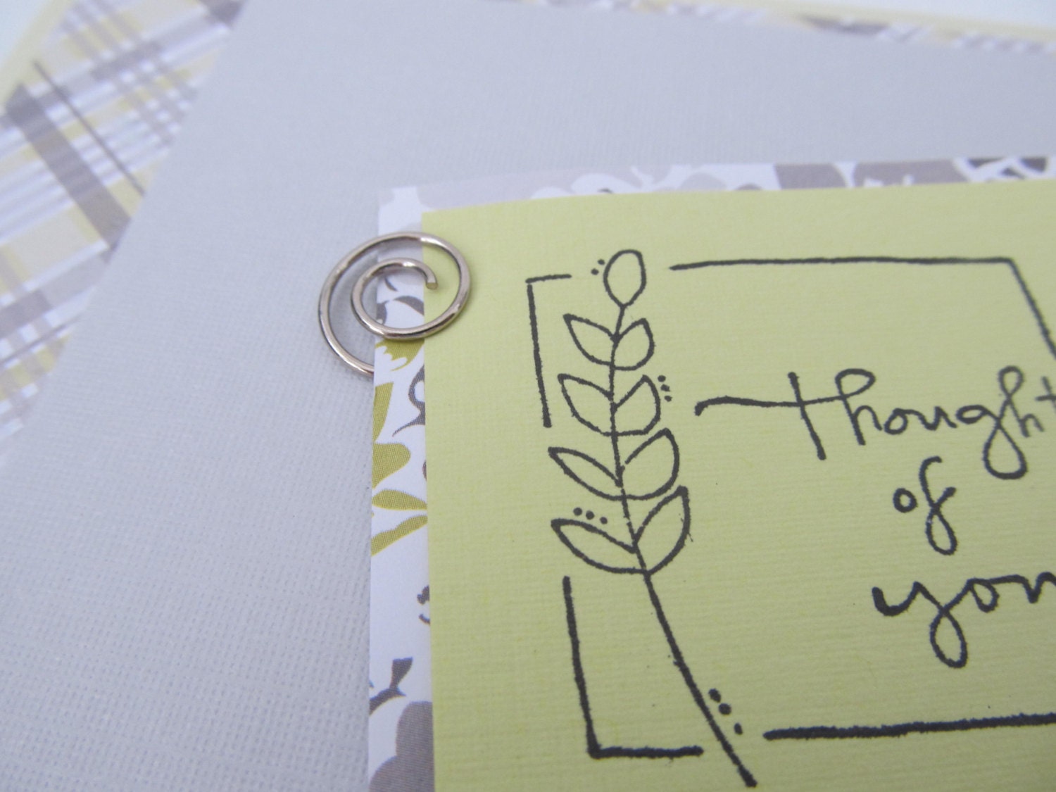 Thinking of You Card - Thoughts of You - Handmade - Grey and White