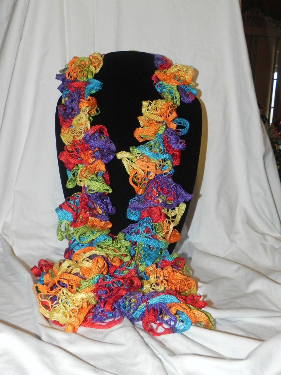 Multicolor Varigated Knit Ruffle Scarf