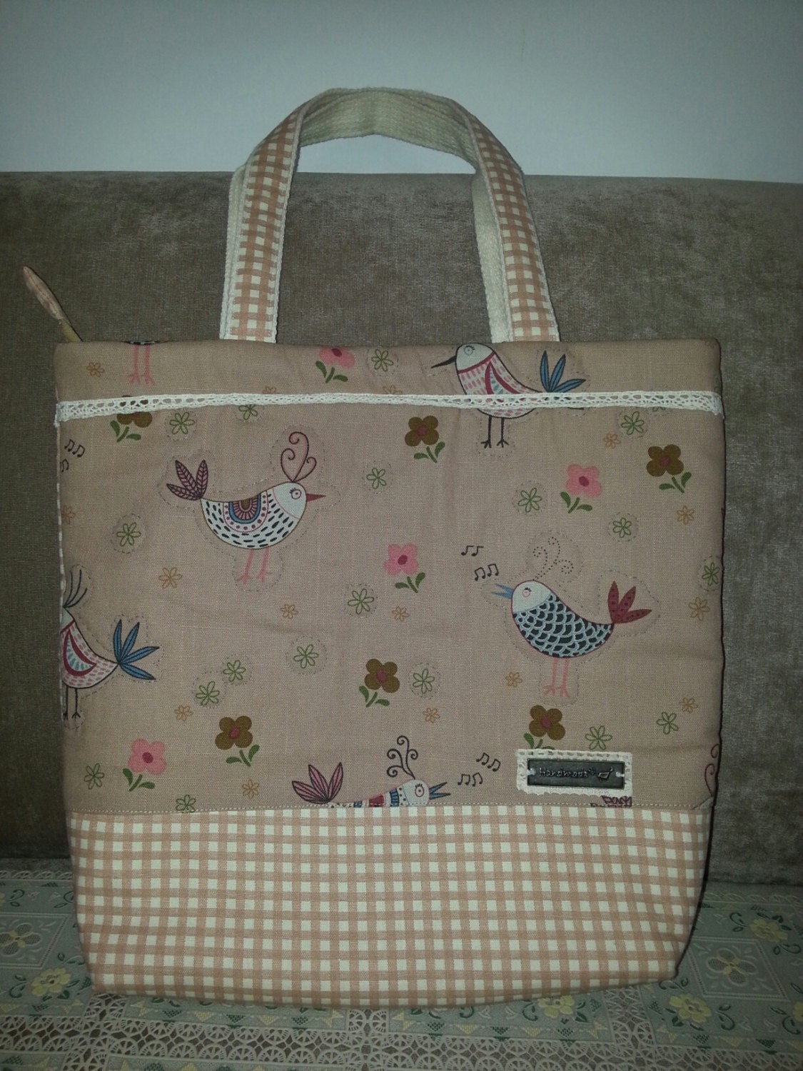 Cute Bird Bag, purse, shoulder bag, Hobo Tote Cotton -Shopping Bag Canvas, fashion, everyday bag, gift, summer time.