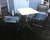 ON SALE NOW: Industrial Chairs & Table. Outdoor Set