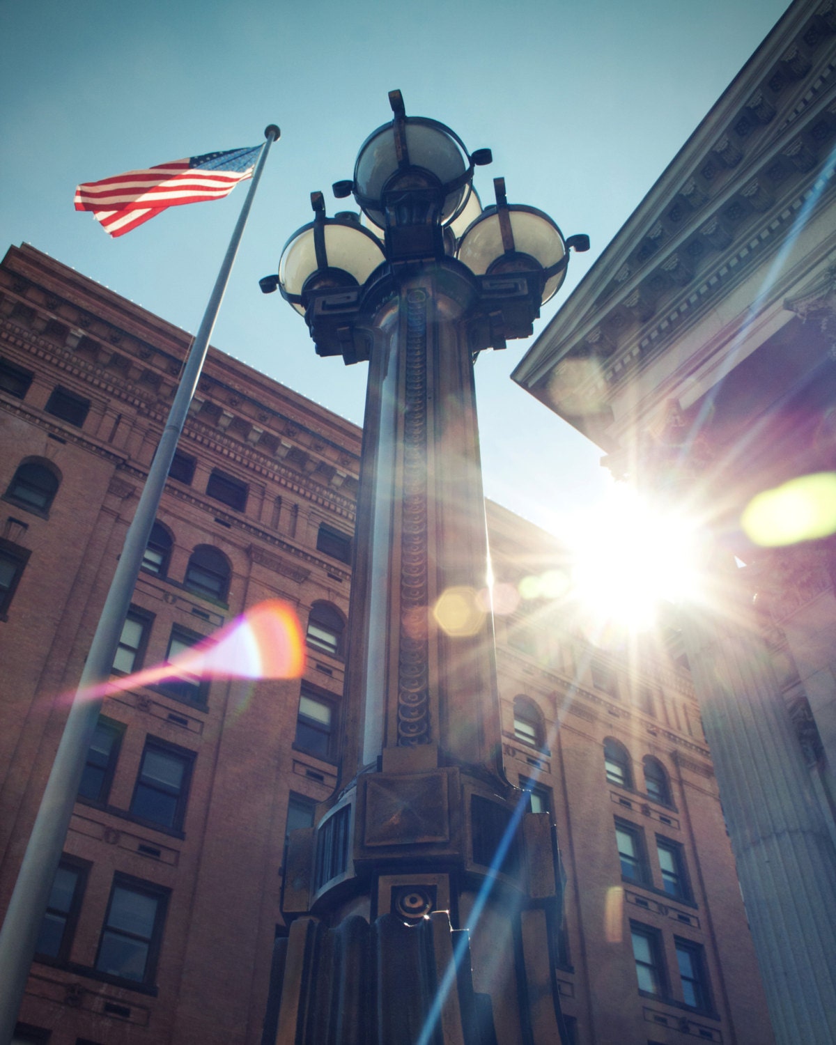 Fine Art Photograph-sunlight-American-flag-architecture-"Patriot's Light"-8x10-limited/signed edition