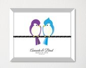 Love Birds Custom Wedding Art / Engagement Gift Decor / Just Married / Couples Art Print