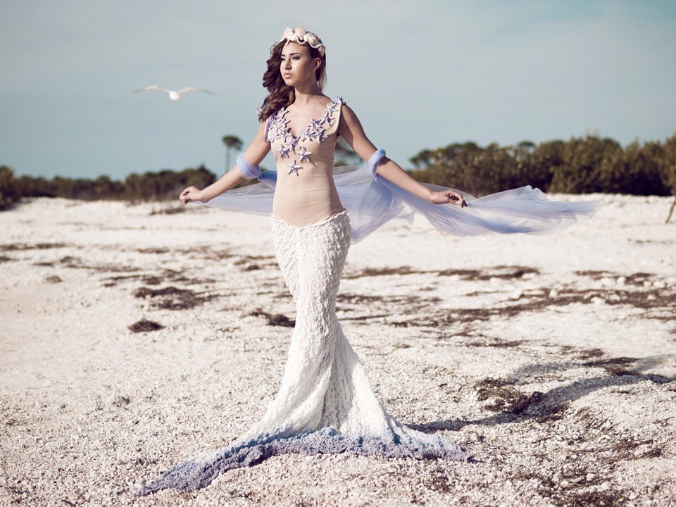 Aria Mermaid Shell Starfish Beach Ocean Purple Ombre Nautical Ricky Lindsay Couture Bridal Wedding Evening Fashion Gown Dress - RickyLindsayCouture Aria Mermaid Shell Starfish Beach Ocean Purple Ombre Nautical Ricky Lindsay Couture Bridal Wedding Evening Fashion Gown Dress - RickyLindsayCouture