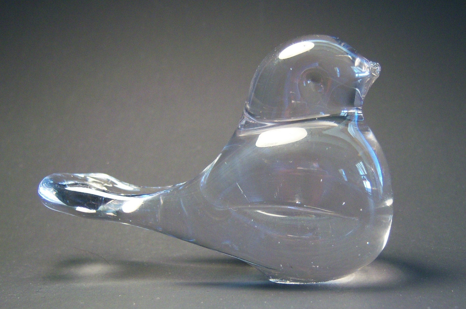 Vintage Hand Blown Crystal Clear Glass Bird