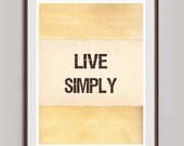 Live Simply Retro Poster A3, Typographic Vintage Print, Brown Beige Wall Art Decor, Nursery Art,  Inspirational Motivational Quote