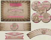 Pink Circus party birthday kit Vintage Carnival French Parisian Circus DIY Printable Package Kids Circles Invitation Banner Labels girls Il_170x135