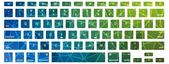 Blue-green style Macbook Keyboard Stickers- Decal laptop MacBook pro decal MacBook decal MacBook air sticker