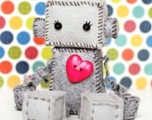 Felt Robot Plush with a Big Pink Heart
