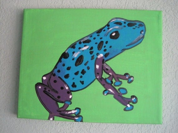 Budding Biologist: Blue Dart Frog Pop Painting kids room art