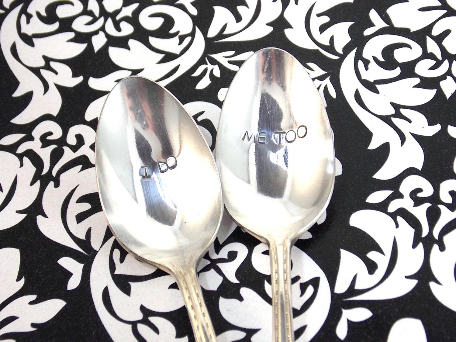 I Do Me Too Spoon Set - Hand Stamped Vintage Silverware, wedding spoons, wedding gift