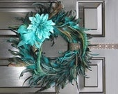 Peacock Feather Wreath - Summer Wreath - Home Decor - Wreaths - Door Wreath - Handmade Gift
