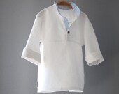 boys linen shirt . baptism boys shirt . maritime shirt . white summer shirt . Christening shirt . festive boys shirt . Size EU 74 to 116