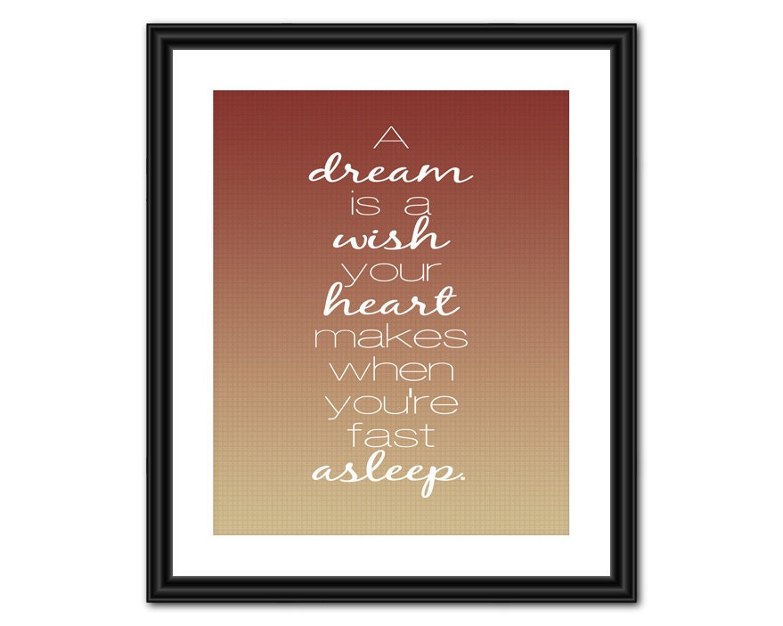 Cinderella Quote Art - A Dream is a Wish - 8x10 - Instant Download