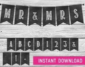 Printable Banner - Chalk Board  (printable banner, wedding banner, birthday banner, baby shower, pennant banner, pendant banner)