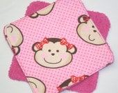 Monkey flannel terry wash cloths, wash towels, kids wash cloths, baby washcloths