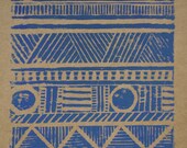 Aztec lino print greeting card 5pk